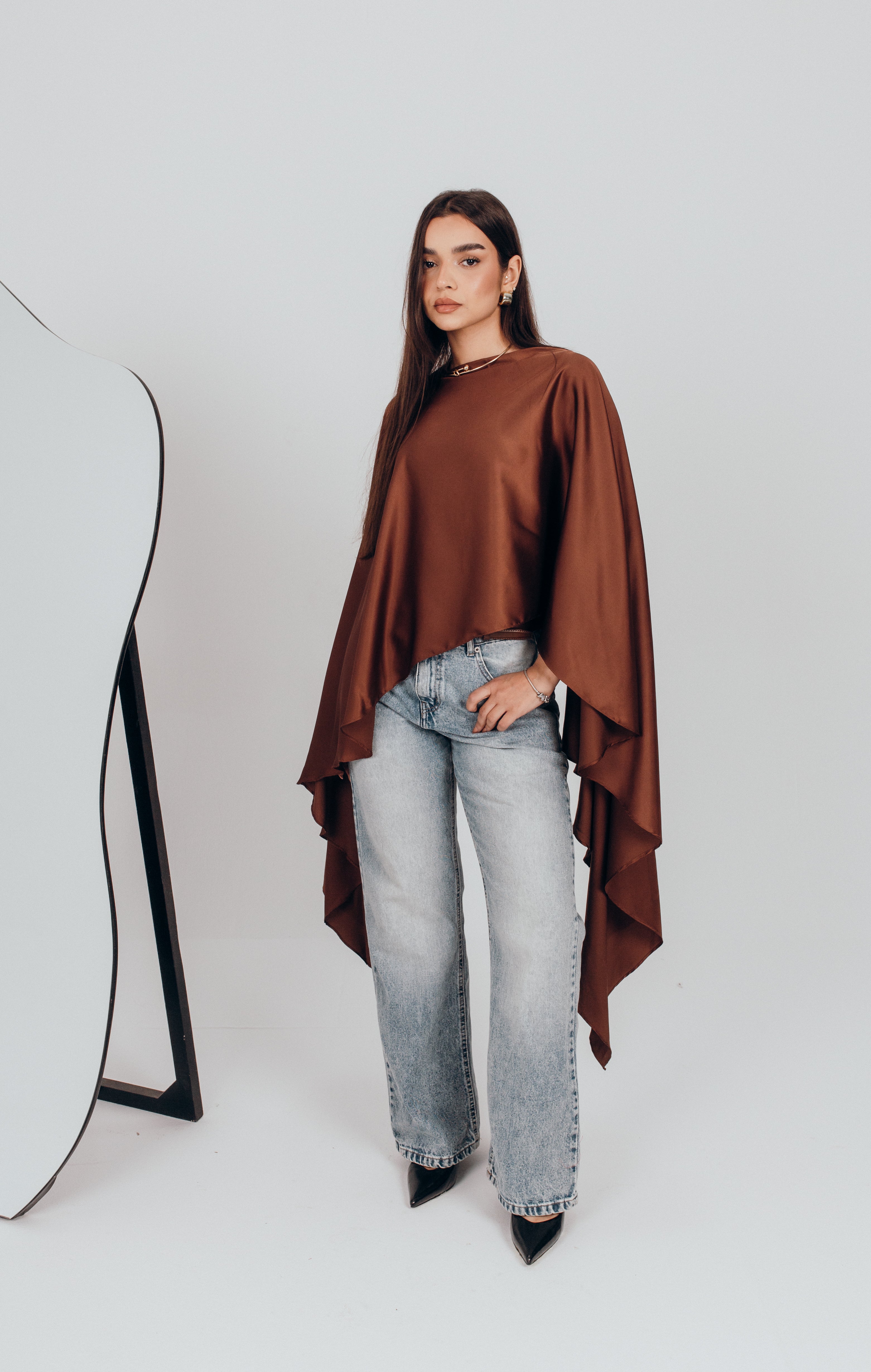 Flowy satin cape