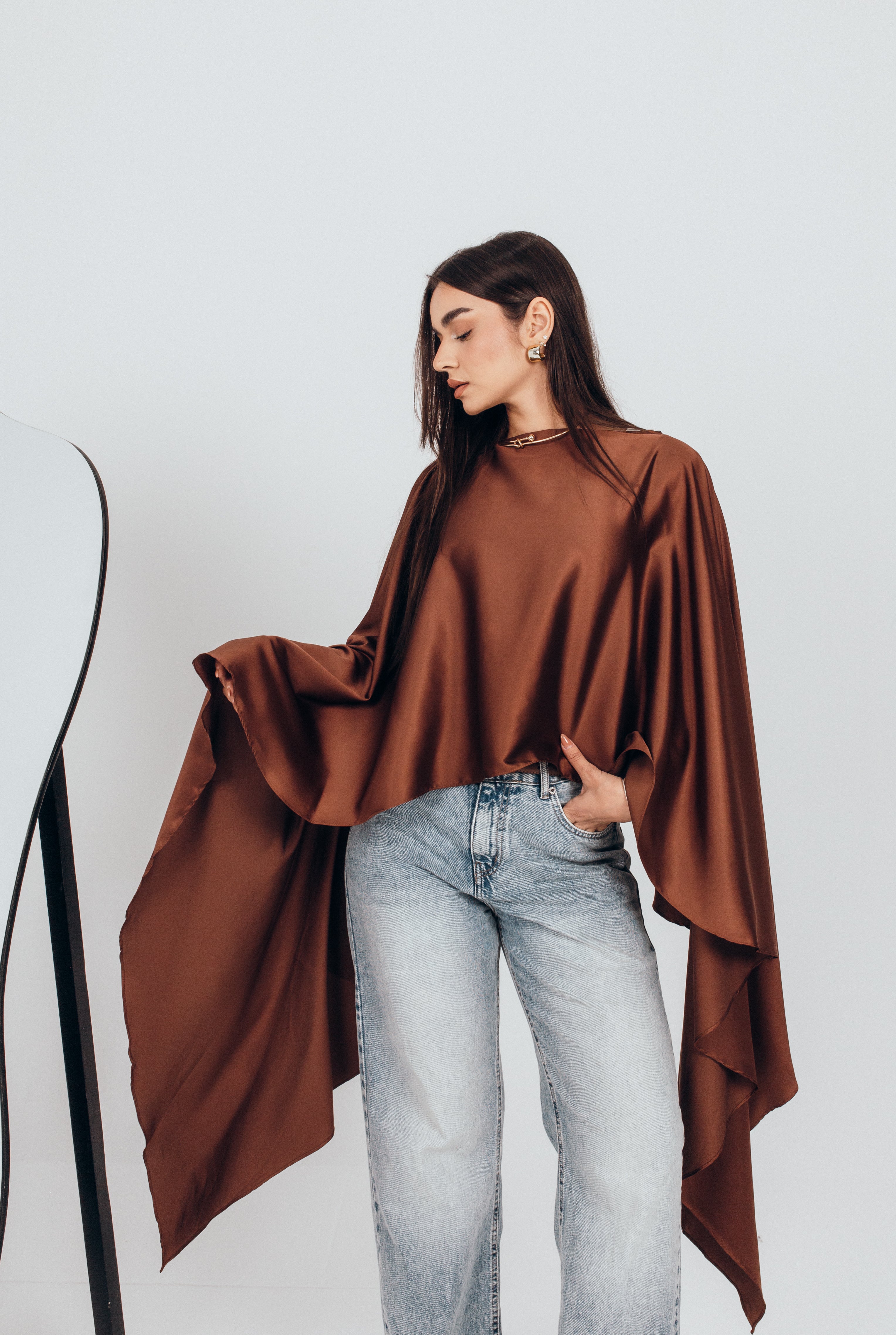 Flowy satin cape