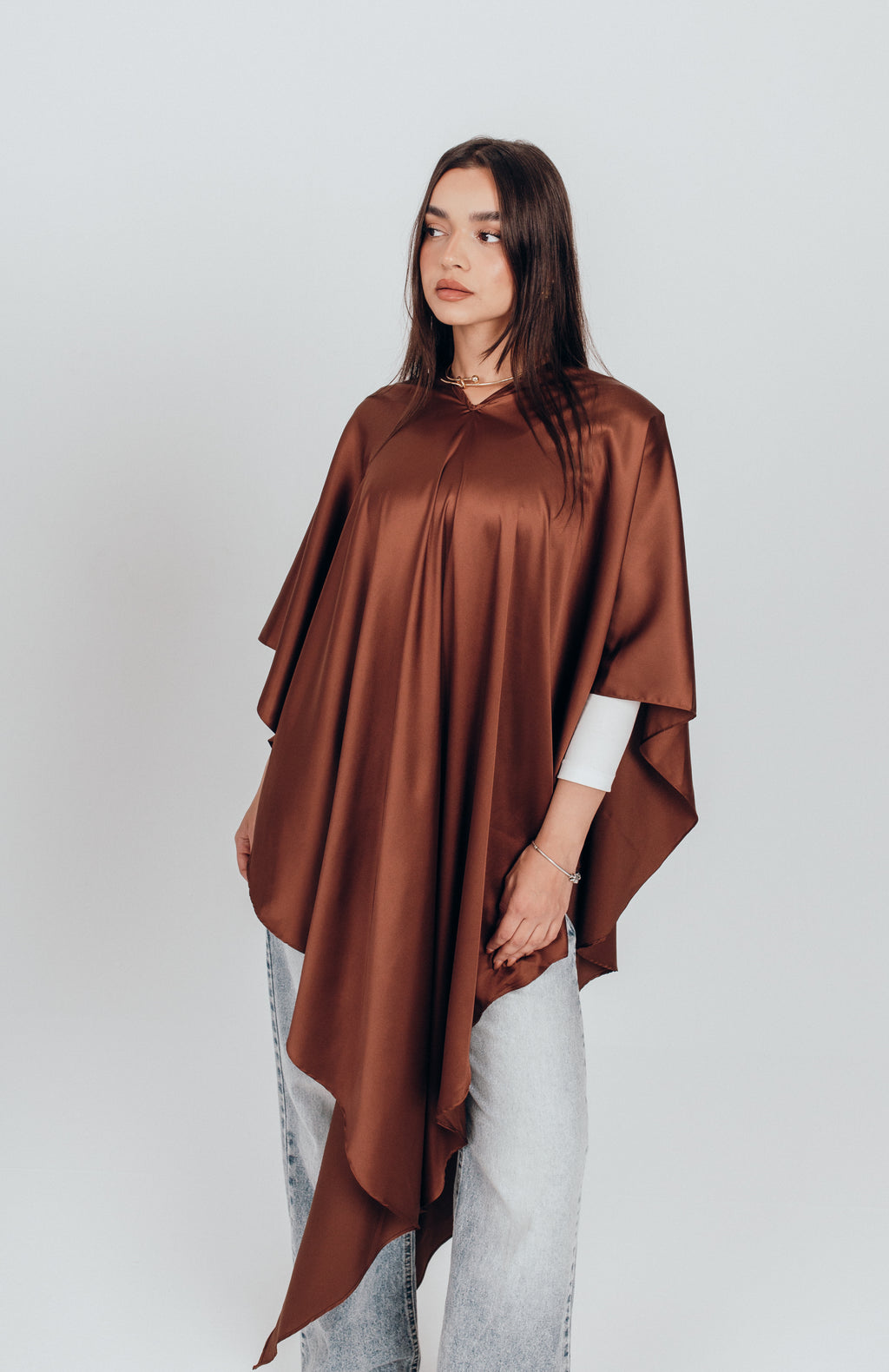 Flowy satin cape