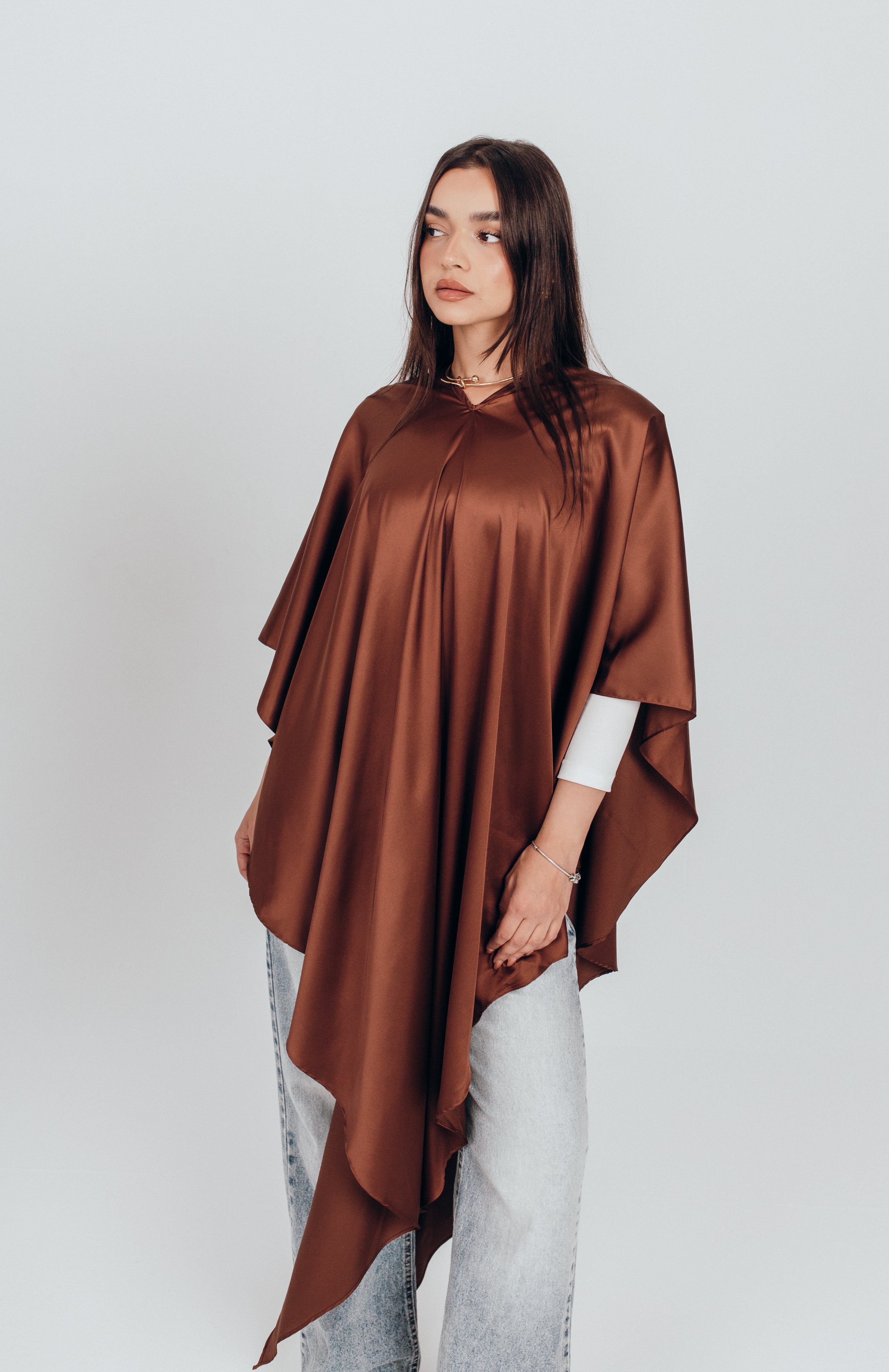 Flowy satin cape