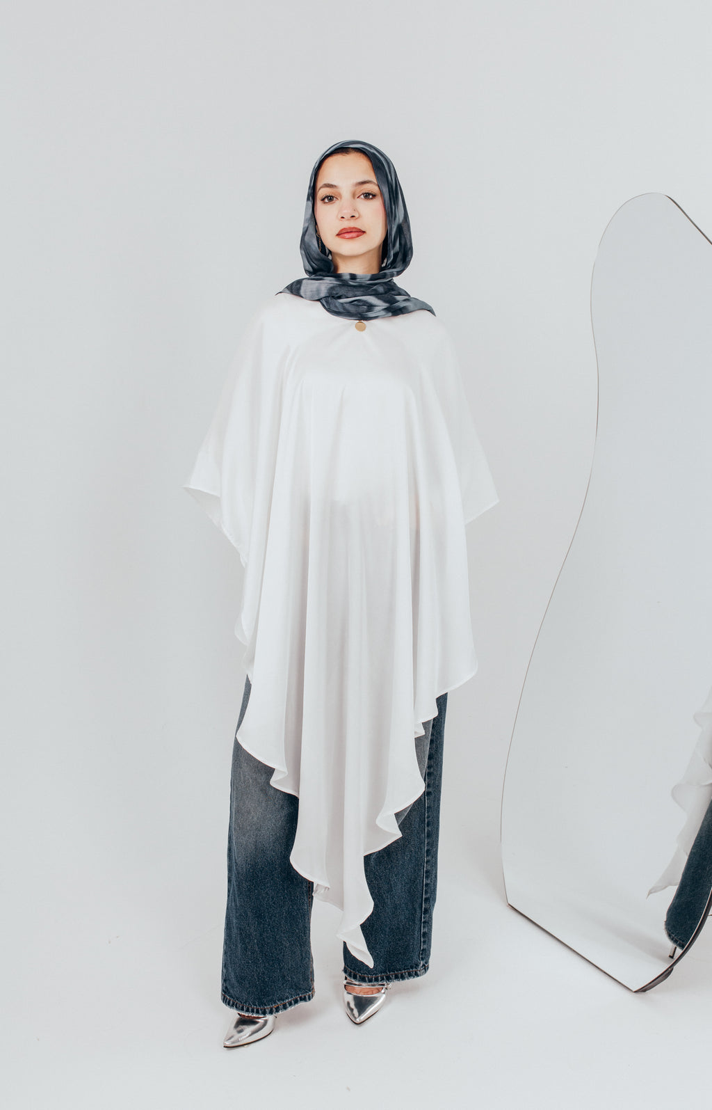 Flowy satin cape