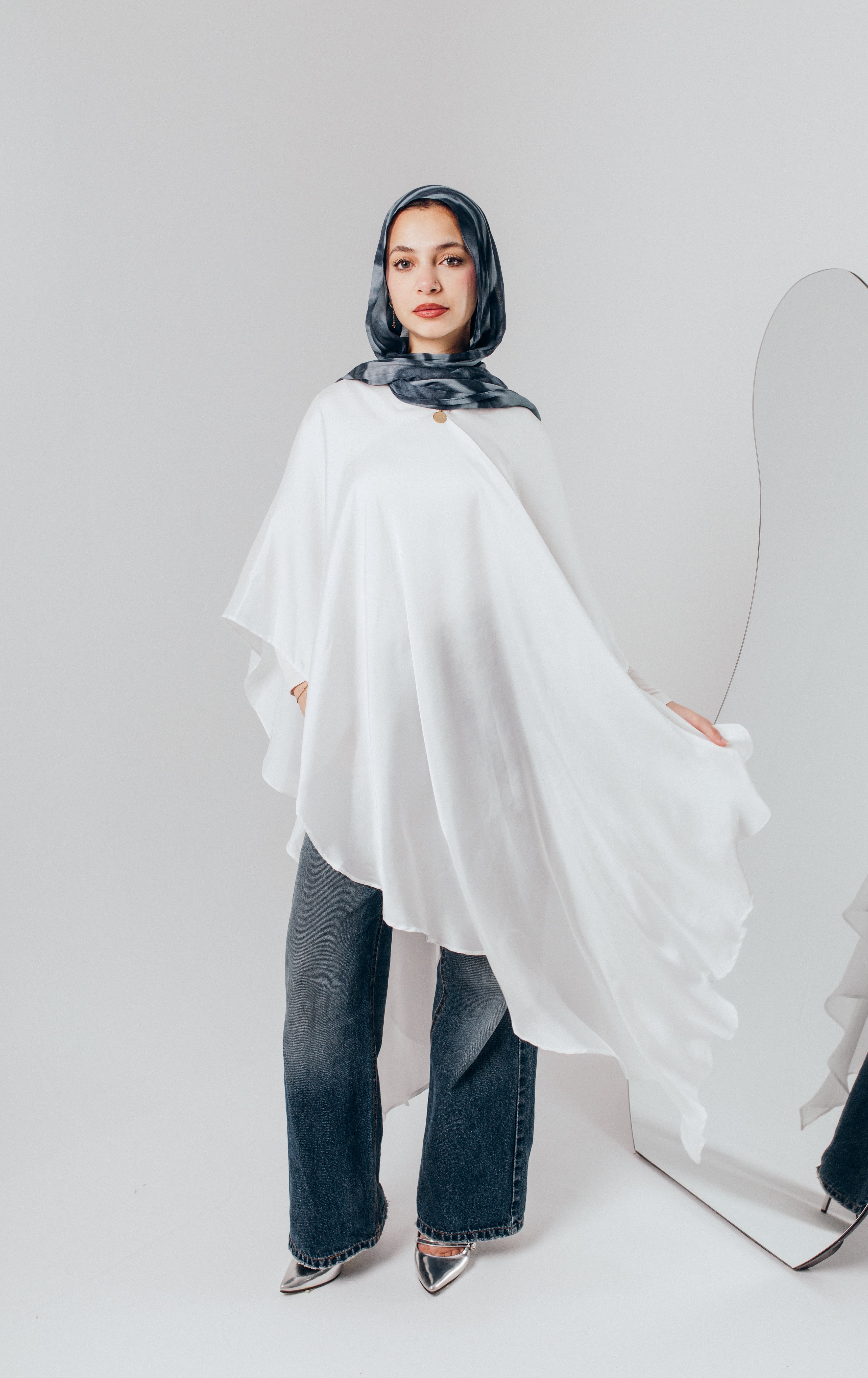 Flowy satin cape